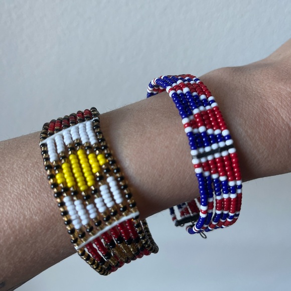 Vintage Small Beaded Cuff/Bangle Bracelet Set - Picture 4 of 10